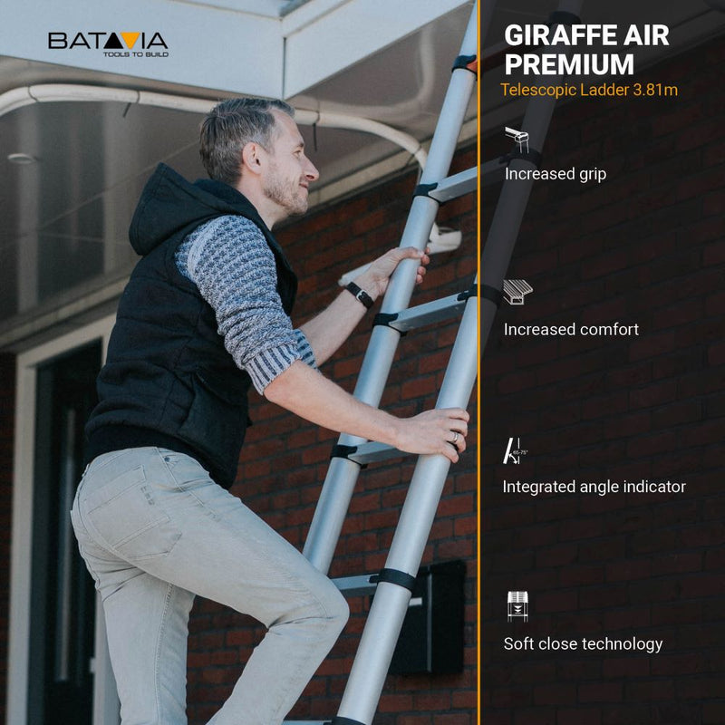 Laden Sie das Bild in Galerie -Viewer, Giraffe Air® Teleskopleiter 3,81m (12 Sprossen) | Mit AntiSlip
