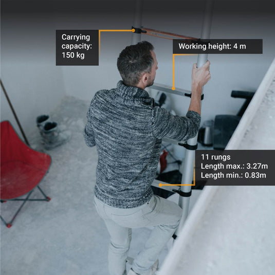 Scala telescopica 3,27 m con SoftClose e antiscivolo