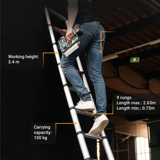 Giraffe® Air Telescoopladder 2.63M | Met SoftClose & Antislip