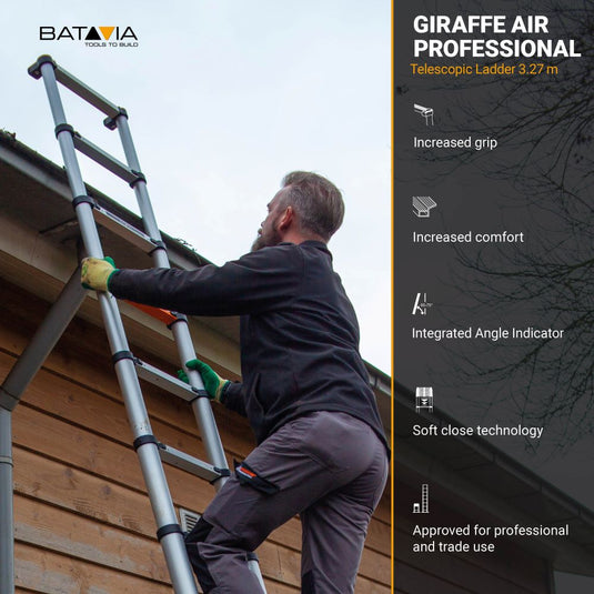 Giraffe® Pro Professionele telescoopladder 3,27 m met hoekindicator, SoftClose & Antislip