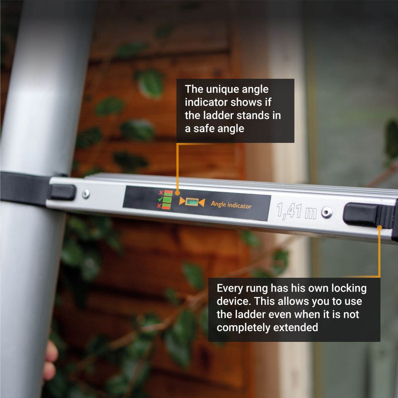 Cargue la imagen en el visor de la galería, Escalera Telescópica Profesional 3,81M | Con indicador de ángulo, SoftClose y antideslizante
