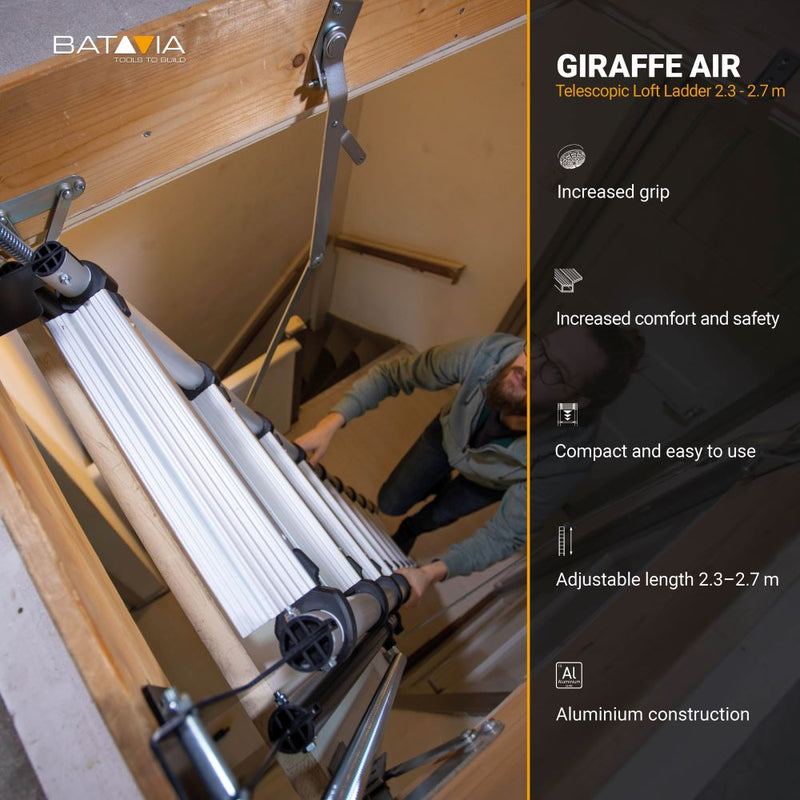 Laad de afbeelding in de Galerijviewer, Giraffe® Telescopische zoldertrap 2.30 - 2.70m
