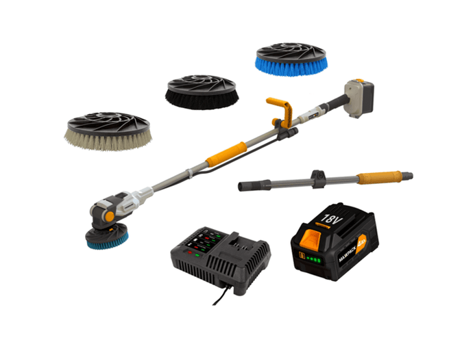 Twin Brush® Snoerloze Reinigingsborstel 18V met alle accessoires